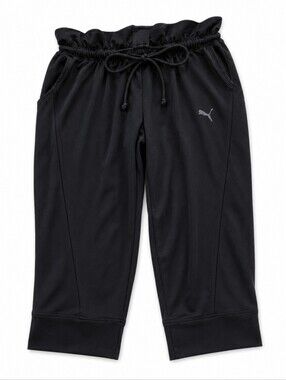 PUMA Women's Black Cropped Jogger Pants Size XL – Elastic Waist Drawstring